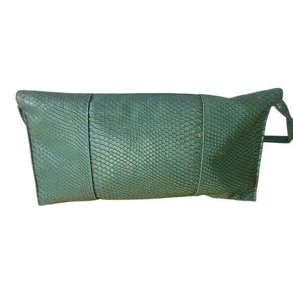 Jessica McClintock Faux Snakeskin Clutch Purse Magnetic Snap Shoulder Strap - Picture 2 of 11